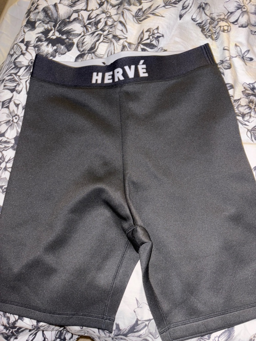 Hervé Leger Black High-Waist Logo Band Bike Shorts